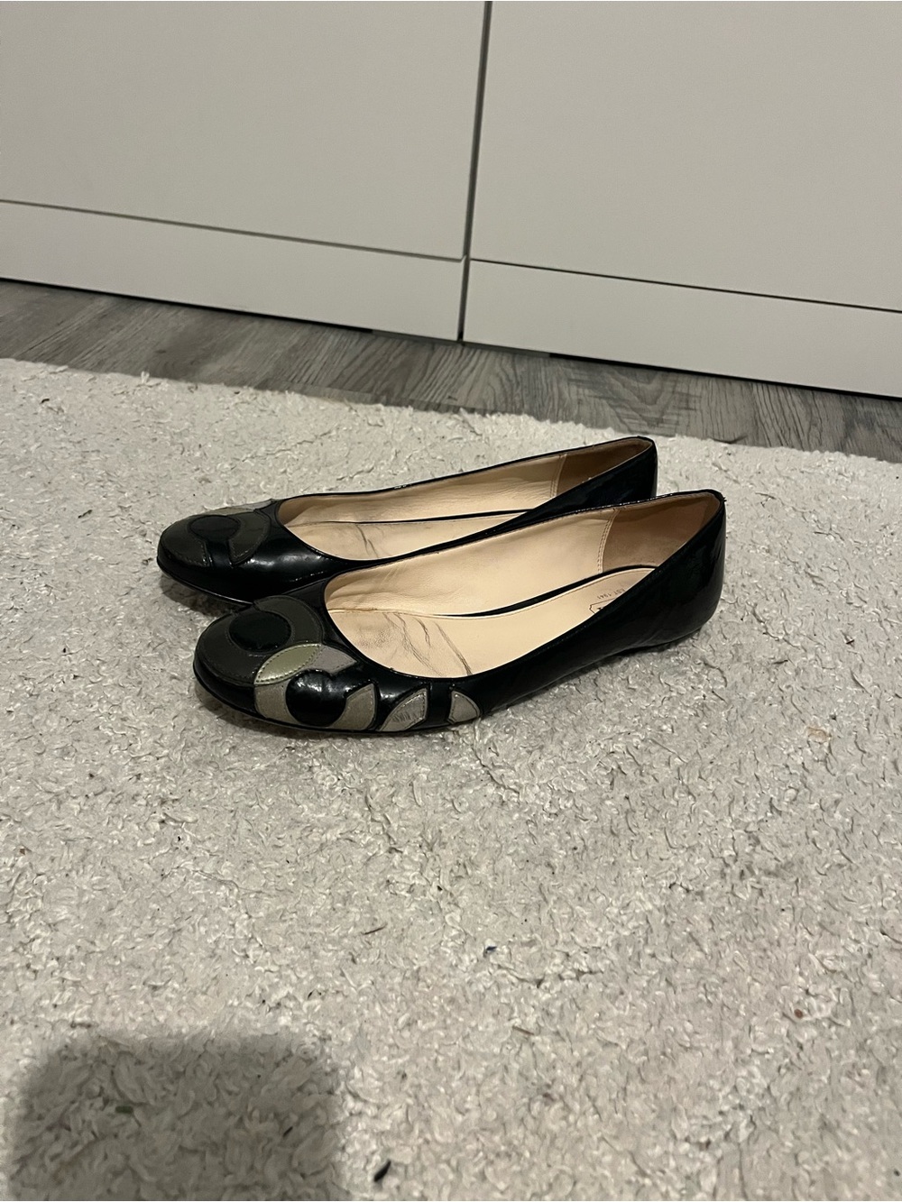 Coach Kora Black Leather Ballet Flats size 8.5b office career